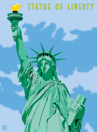 New York Landmark poster drawing Statue of Liberty